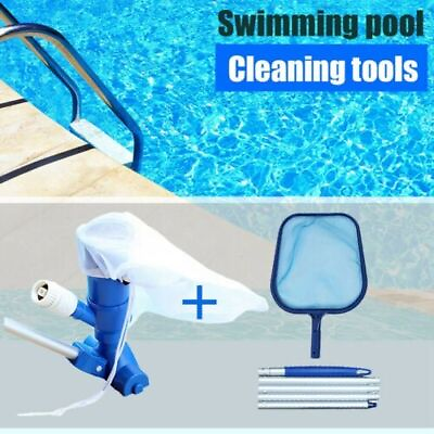 Portable Swimming Pool Spa Pond Fountain Vacuum Brush with Flat Net Cleaning Set