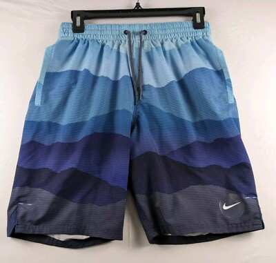 #ad #ad Nike Swim Trunks Mens Small Blue Drawstring Wave Sky Mountains Mesh Lined