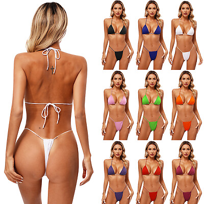 #ad Womens Lingerie Set Massage Bra And Briefs Halter Bikini Swimming G String Hot