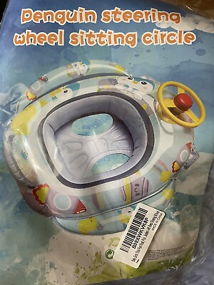 Baby Infant Kids Penguin Steering Wheel Swimming Inflatable Pool Float Ring Raft