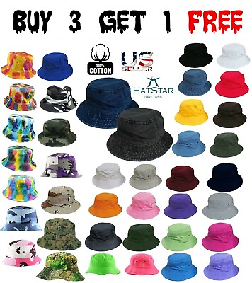 #ad Bucket Hat Boonie Visor Hunting Fishing Outdoor Summer Cap Unisex 100% Cotton