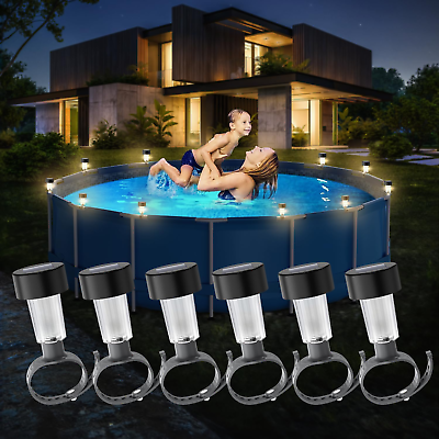 #ad 6 Pack Solar Pool Lights for Framed above Ground PoolsOutdoor Swimming Pool Fen