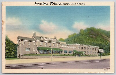 Charleston West Virginia Long Canopy Above Steps @ Greystone Hotel 1962 Linen PC