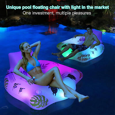 #ad Pool Floats With 2 Cup Holders For Adults Inflatable Lounge Pool Toys Home Summe