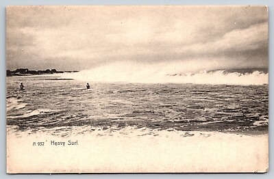 #ad #ad Swimming Heavy Surf Seascape Scene Vintage Postcard