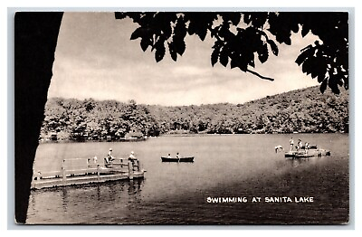 #ad Swimming at Sanita Lake Sanita Hills Holmes New York UNP Collotype Postcard U14
