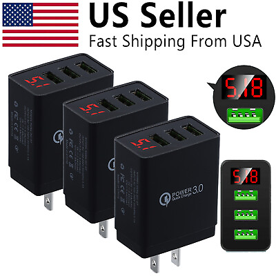 #ad 3 Pack 3 Port USB Home Wall Fast Charger for Cell Phone iPhone Samsung Android