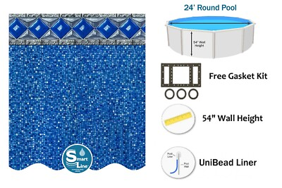 #ad #ad SmartLine 24#x27; x 54quot; Round Unibead Crystal Tile Swimming Pool Liner 25 Gauge