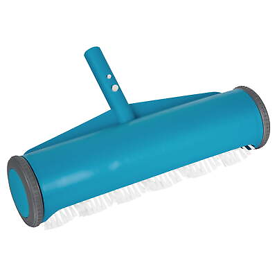 #ad Blue Rotative ABS Pool Brush with 2 Weighted Rubber Wheels 16quot; wide Pool Brush