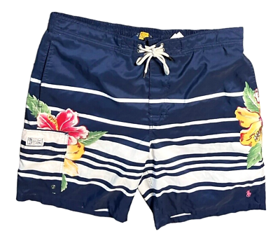#ad Polo Ralph Lauren Floral Stripe Swimsuit Swim Trunks Lined Size XL Hawaiian Mens