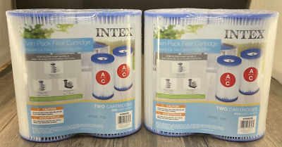#ad 4 Pack: Intex Easy Set Type A or C Filter Replacement Cartridges Pack for Pool