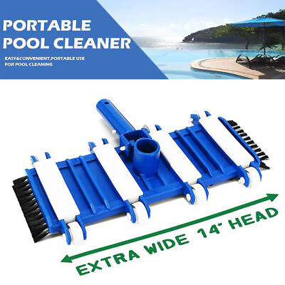 #ad #ad 14quot; Wide Swimming Pool Vacuum Suction Head with Bottom Brushes Cleaning Tools
