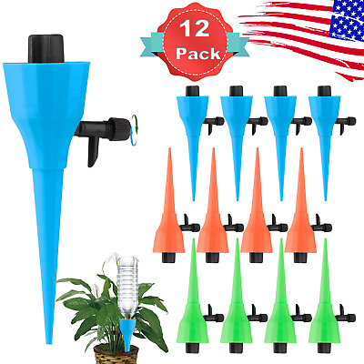 Plant Self Watering Spikes Irrigation Drip Devices w Slow Release Control Valve