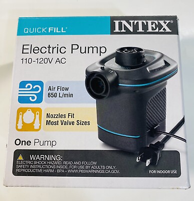 INTEX quick fill electric air pump 110 120V flow 650L min NEW