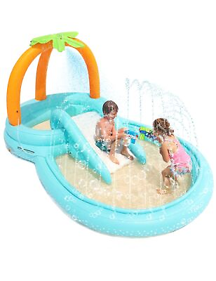#ad Inflatable Play Center Pool with Slide Water Sprayers Wear Resistant 110x71x53