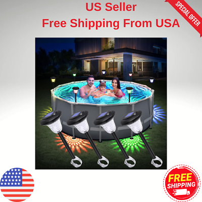 #ad #ad 4 Pcs Solar Pool Lights for Above Ground Pools Waterproof Lights