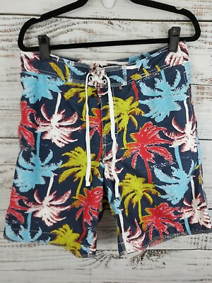 #ad #ad Gap Swim Short Men Medium Multicolor Palm Tree Print Lined Drawstring Swim