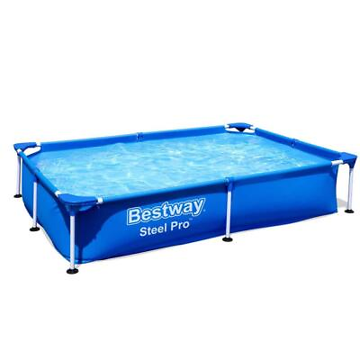 #ad Bestway Metal Frame Pools 17quot;x17quot; Rectangular Above Ground Pool Heavy Duty Blue
