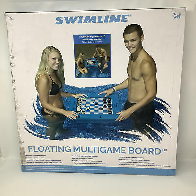 #ad Swimline Blue Swimming Pool Floating Multigame Reversible Game Board