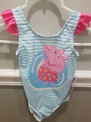 NEW EONE PEPPA PIG TODDLER GIRL#x27;S SWIMMING 1 PIECE BODY SUIT SIZE 12M UPF 50