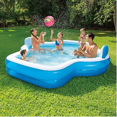 #ad Elegant Family Pool 10 Feet Long 2 Inflatable Seats with Backrests