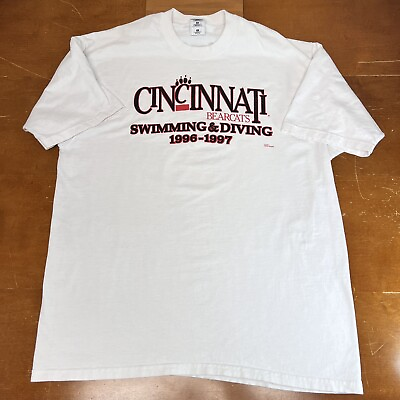 Vintage Cincinnati Bearcats Shirt Mens 2XL White Swimming And Diving 90’s