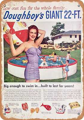 #ad Metal Sign 1955 Giant Backyard Swimming Pools Vintage Look