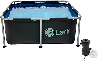 #ad Lark 5#x27; x 24quot; Square Metal Frame Above Ground Pool with 530 Gallon Filter Pump
