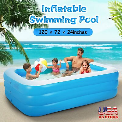 #ad 120*72*24quot; Inflatable Swimming Pools for Kids Adults Outdoor Summer Water Party