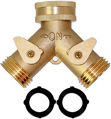 3 4quot; Solid Brass Double Two Way Tap Garden Connector Adaptor Hose Splitter