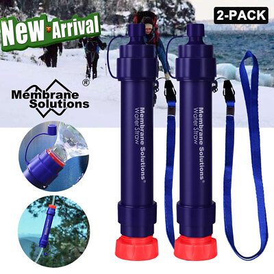 Upgraded Water Filter Straw 2Pk Portable Filter Personal Survival Emergency Use