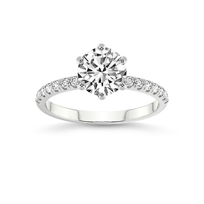 #ad IGI Certified Lab Created Diamond Ring 14K or 18K Gold Olivia Secret Halo Ring