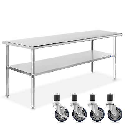 Stainless Steel Commercial Kitchen Work Food Prep Table w 4 Casters 30quot; x 60quot;