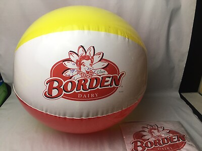 #ad #ad ELSIE the BORDEN COW BEACH BALL 15quot; 1990#x27;s RARE New Vintage Swimming Water Toy