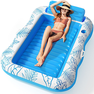 #ad Inflatable Swimming Pool Lounger Float Water Floaties Floating Mat Beach Party