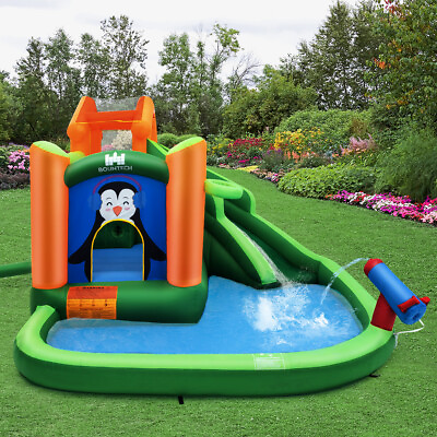 Kids Play Inflatable Water Park Slide Bouncer Climb Wall Pool Water Cannon Fun