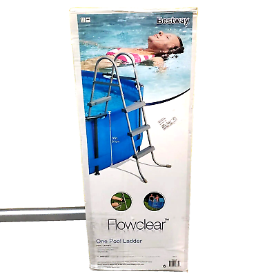 #ad Bestway ABOVE GROUND STEEL FRAME SWIMMING POOL LADDER 36quot; Plastic Steps NIB NEW