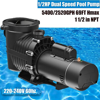 #ad 1.5HP 2 Speed High Flo INGROUND Swimming POOL PUMP Strainer Energy Saving 230V