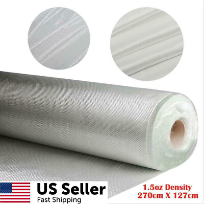 1.5 OZ White Fiberglass Cloth Mesh 50#x27;#x27; x 3 Yards Woven Roving Glass Fiber