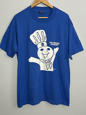 #ad Vintage Pillsbury Doughboy Shirt Men’s XL Blue Short Sleeve Tee T Best 1990’s
