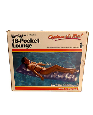 #ad Vintage Intex 18 Pocket Lounge 1988 Pool Float “CAPTURE THE FUN ” NIB