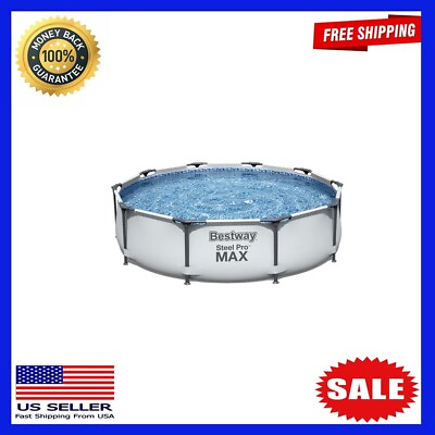 Bestway 10#x27; x 30quot; Steel Pro Frame Max Round Above Ground Swimming Pool with Pump