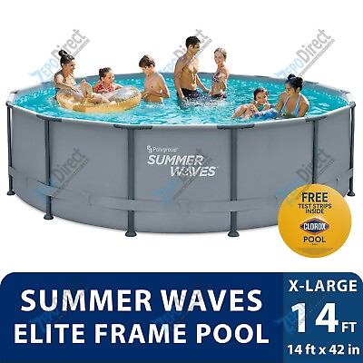 #ad Summer Waves 14ft x 42 Elite Metal Frame Pool with Filter Pump Cover amp; Ladder