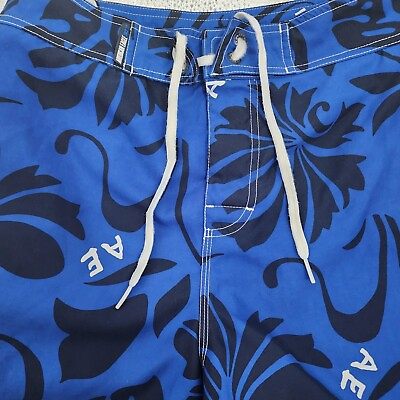 #ad American Eagle Men#x27;s Swimming Size 30 Medium Trunks Boardshorts Electric Blue