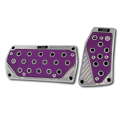 2 Pcs Purple Chrome Automatic Car Suv Brake Gas Foot Pedal Pads Covers
