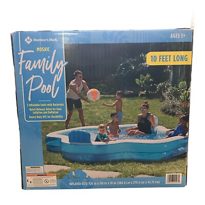 #ad Elegant Family Pool 10 Feet Long 2 Inflatable Seats with Backrests