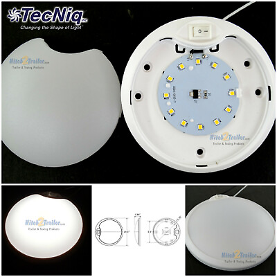 TecNiq E50 4.5quot; ROUND 12 LED White Lights w Switch Interior RV Trailer Cabinet