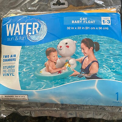 #ad Sun amp; Fun Swim Baby Float CAT 32quot; X 22quot; Ages 1 3 Swimming Pool Water Yellow