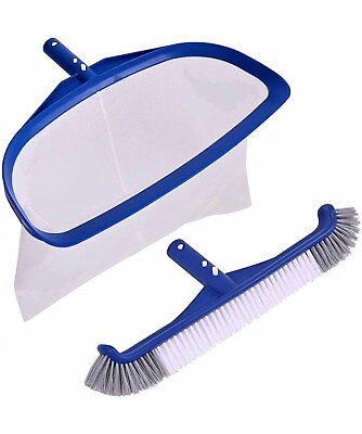 #ad Pool Brush with Pool Skimmer Net Kit 17.3″ Premium Pool Brush Head Nylon Bristle