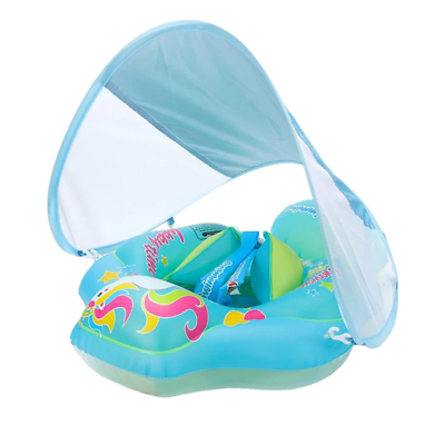 #ad Baby Swimming Float with Canopy Inflatable Infant Floating Ring Kids Swim Pool A